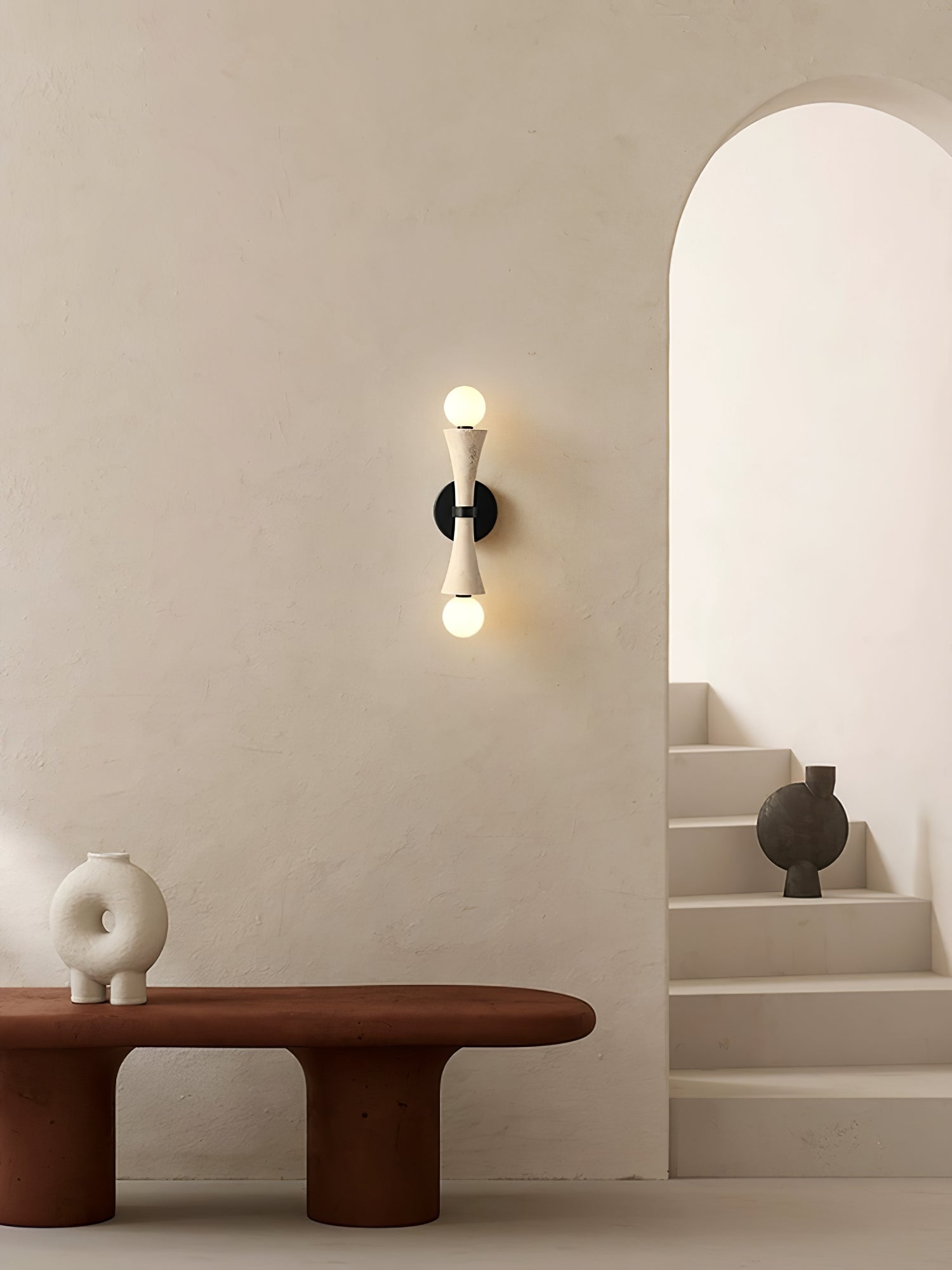 Oloriel Sculptural Travertine Wall Light-Neutral Decor