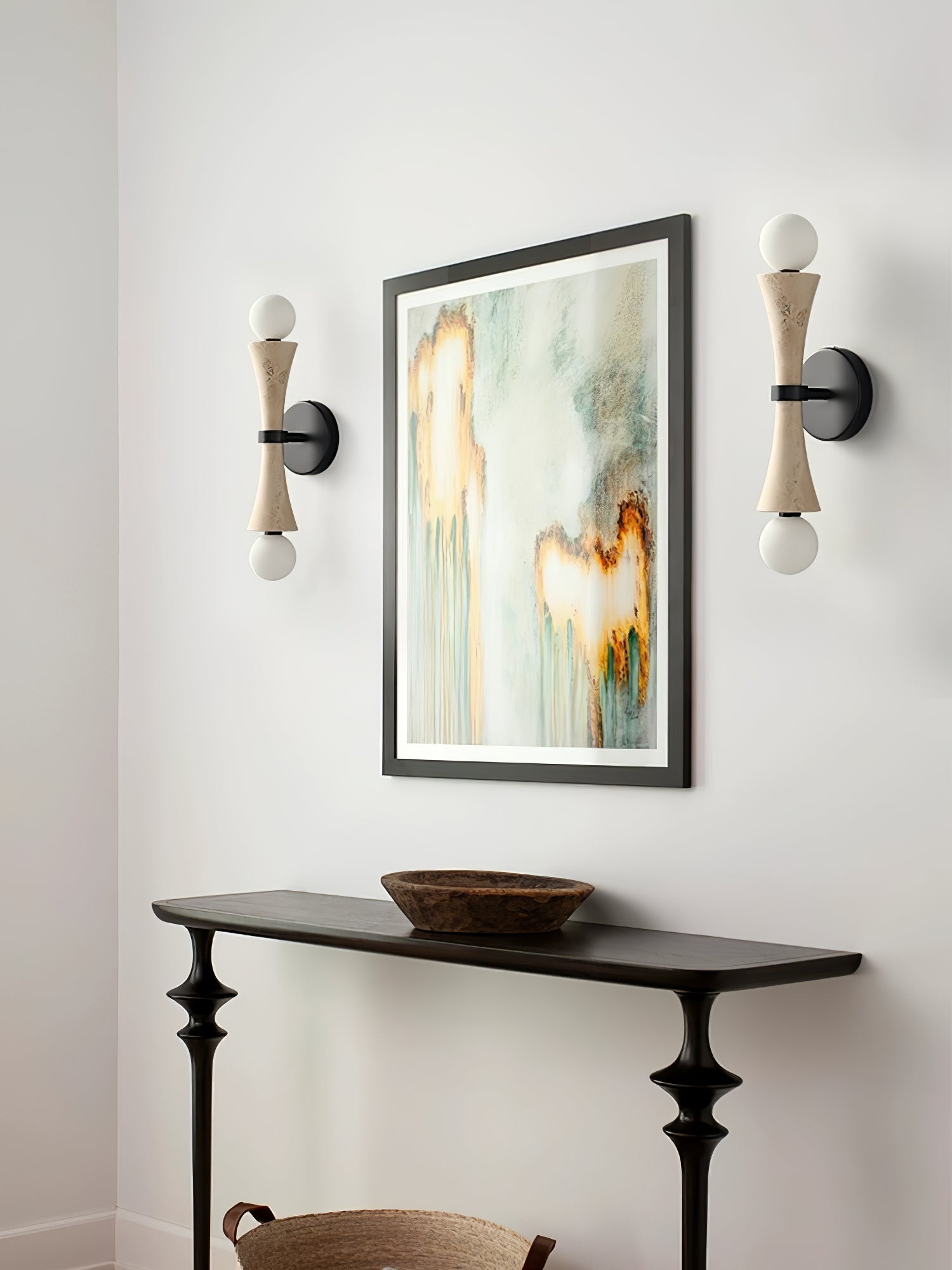 Oloriel Sculptural Travertine Wall Light-Neutral Decor