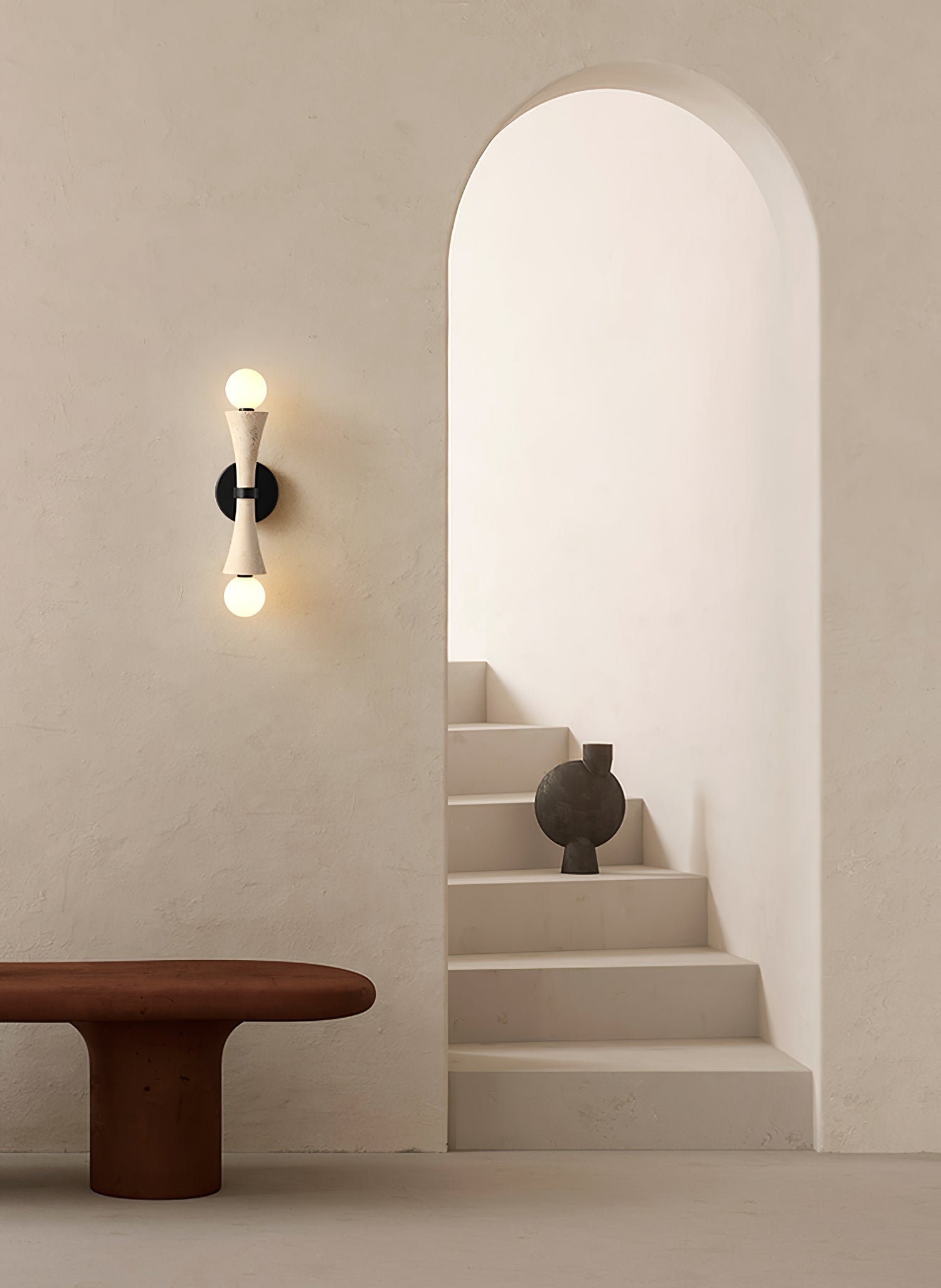 Oloriel Sculptural Travertine Wall Light-Neutral Decor