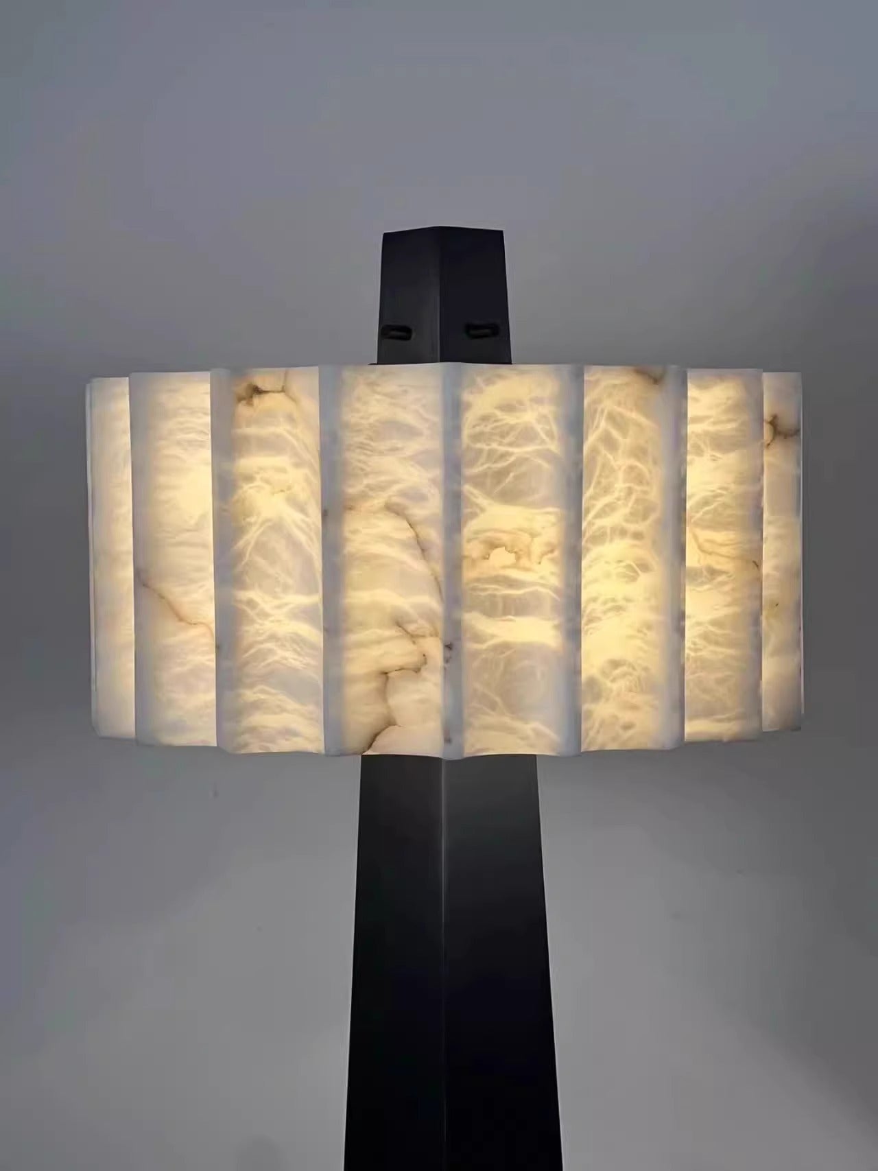 Wolve Alabaster Obelisk Floor Lamp-Neutral Decor
