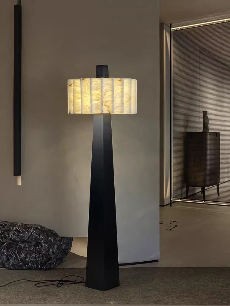 Wolve Alabaster Obelisk Floor Lamp-Neutral Decor