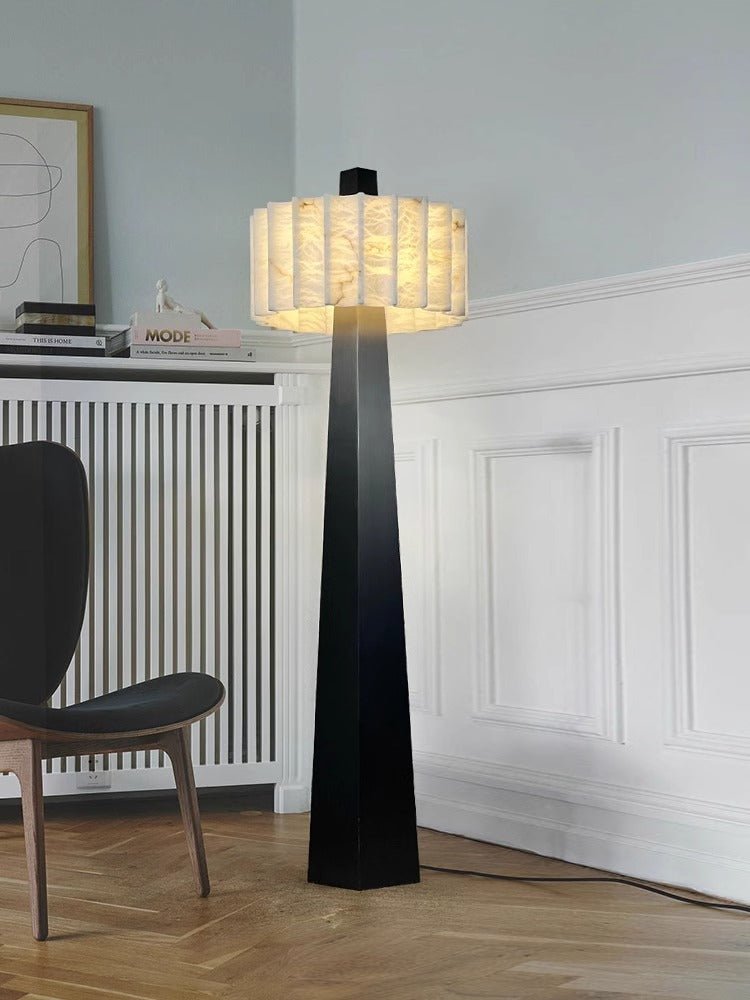 Wolve Alabaster Obelisk Floor Lamp-Neutral Decor