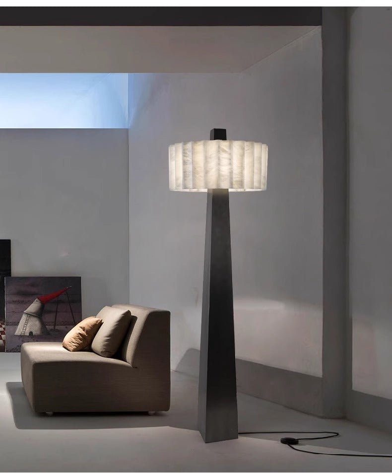 Wolve Alabaster Obelisk Floor Lamp-Neutral Decor