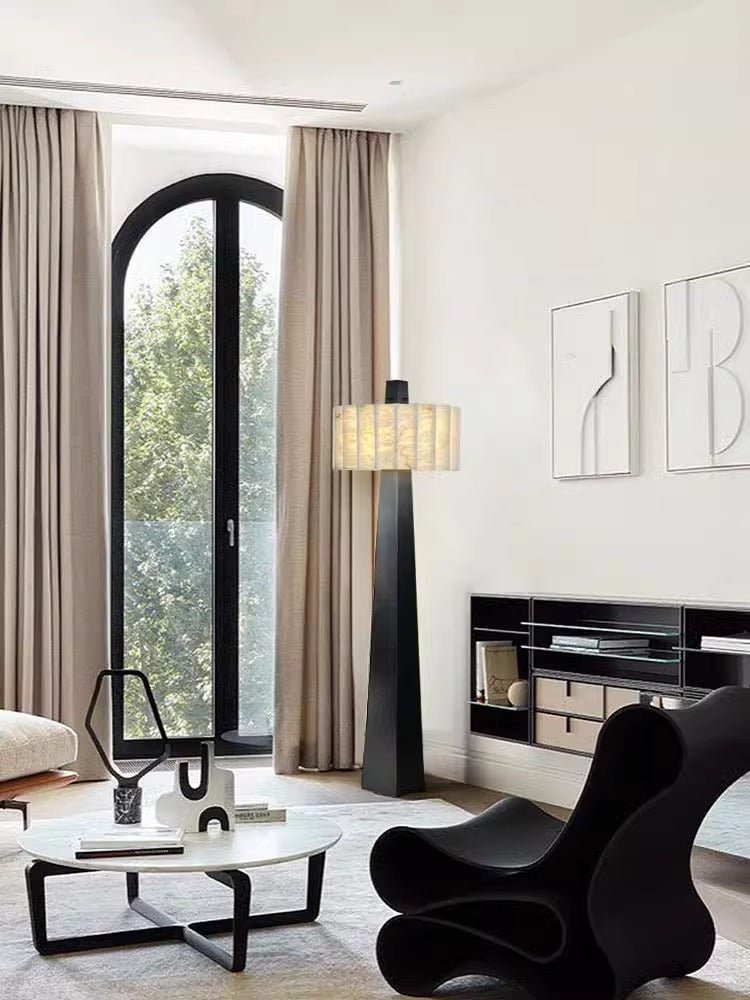 Wolve Alabaster Obelisk Floor Lamp-Neutral Decor