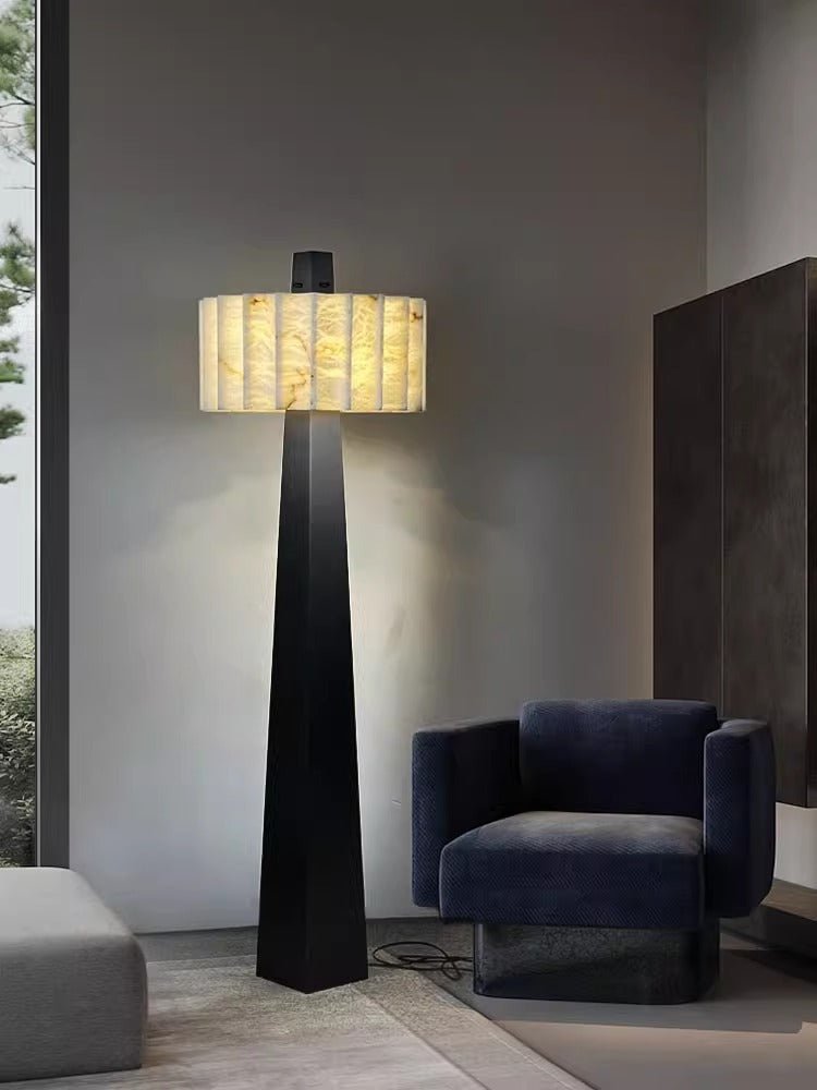Wolve Alabaster Obelisk Floor Lamp-Neutral Decor