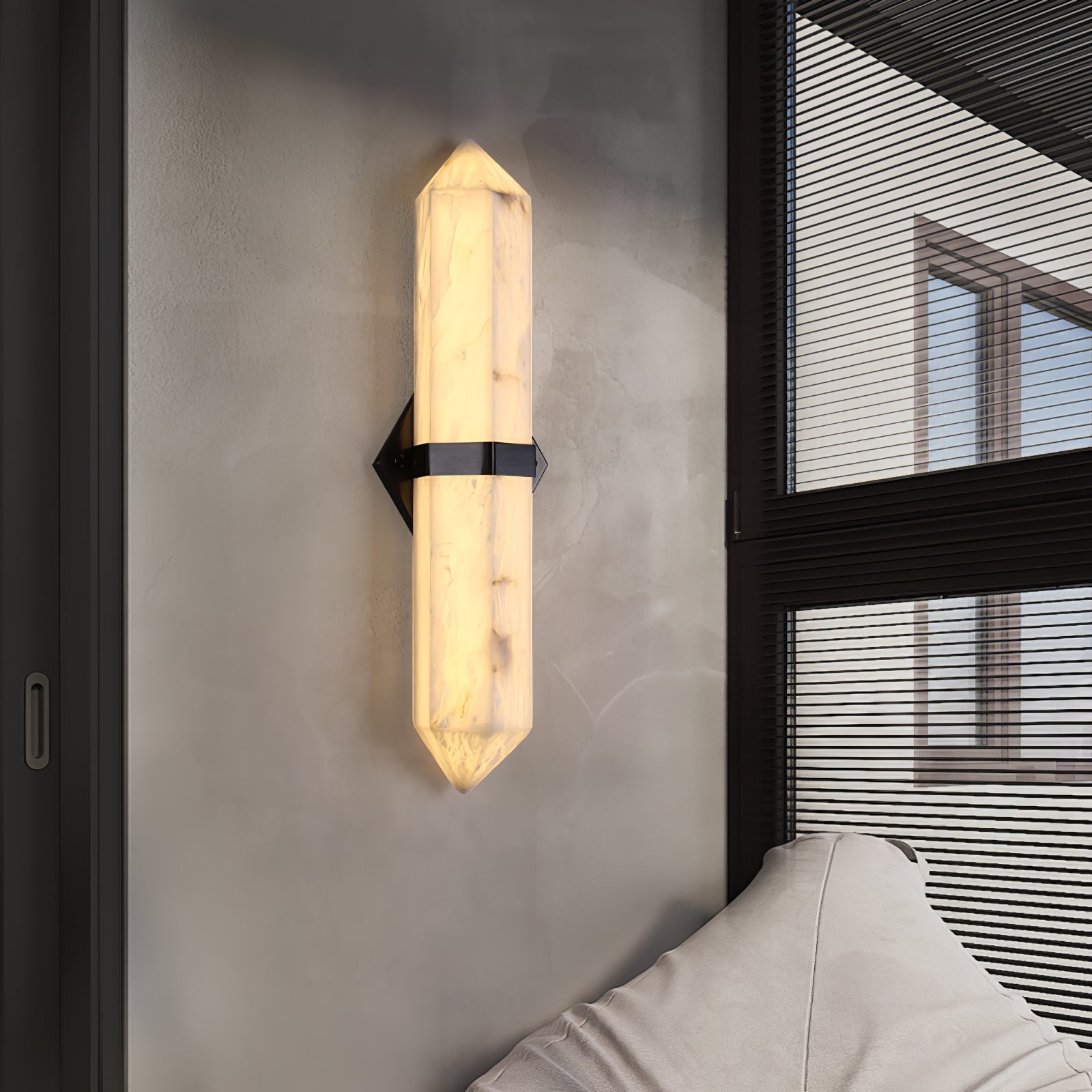 Lustra Wall Light Alabaster Brass for Bedroom-Neutral Decor