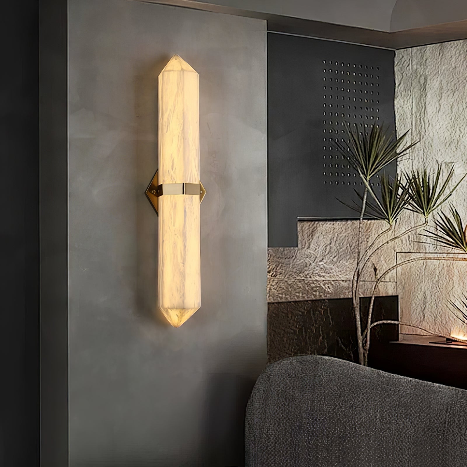 Lustra Wall Light Alabaster Brass for Bedroom-Neutral Decor