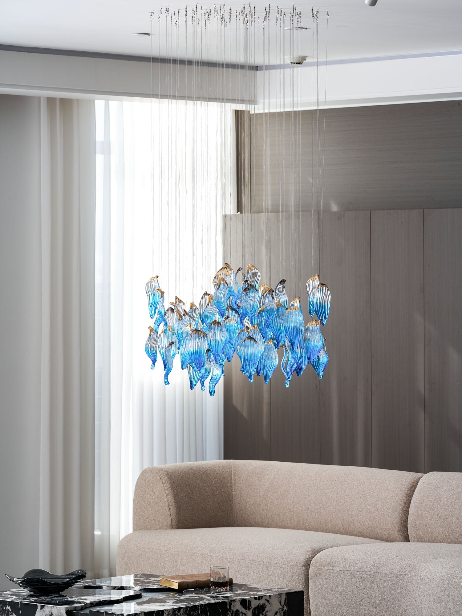 Ocean Drift Blown Glass Customize Chandelier-Neutral Decor