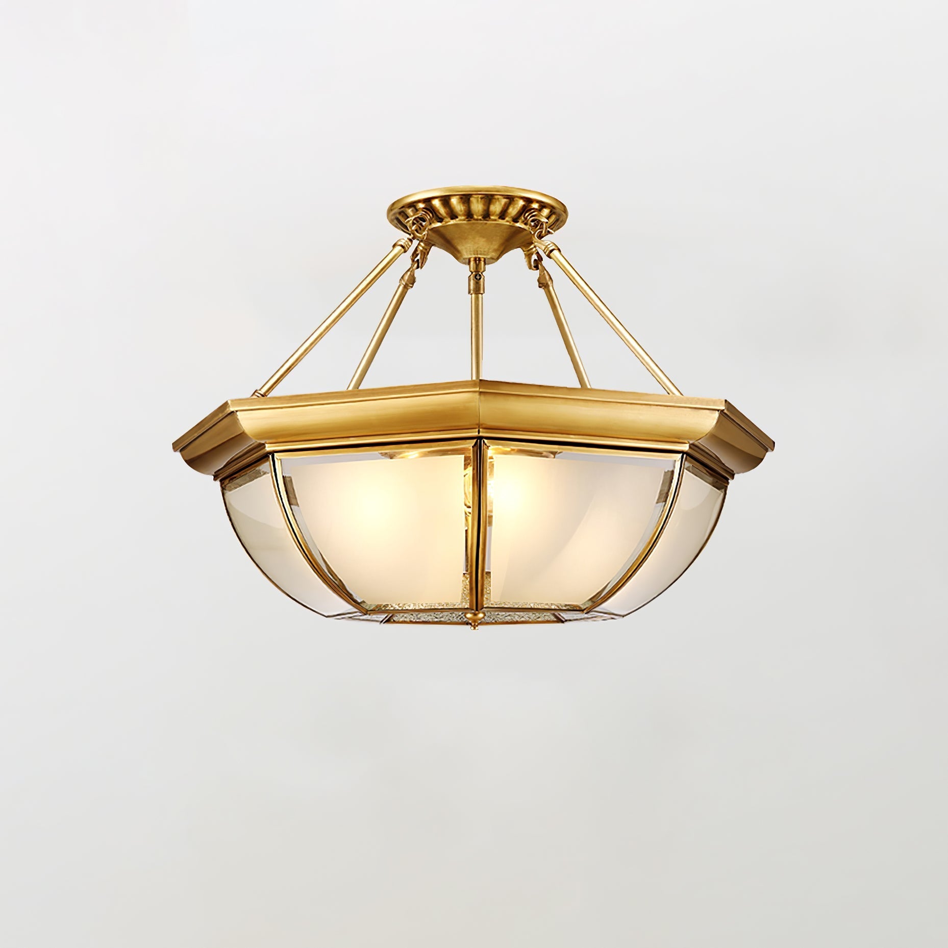 Vorenis Bowl Shaped Brass Glass Ceiling Lamp-Neutral Decor