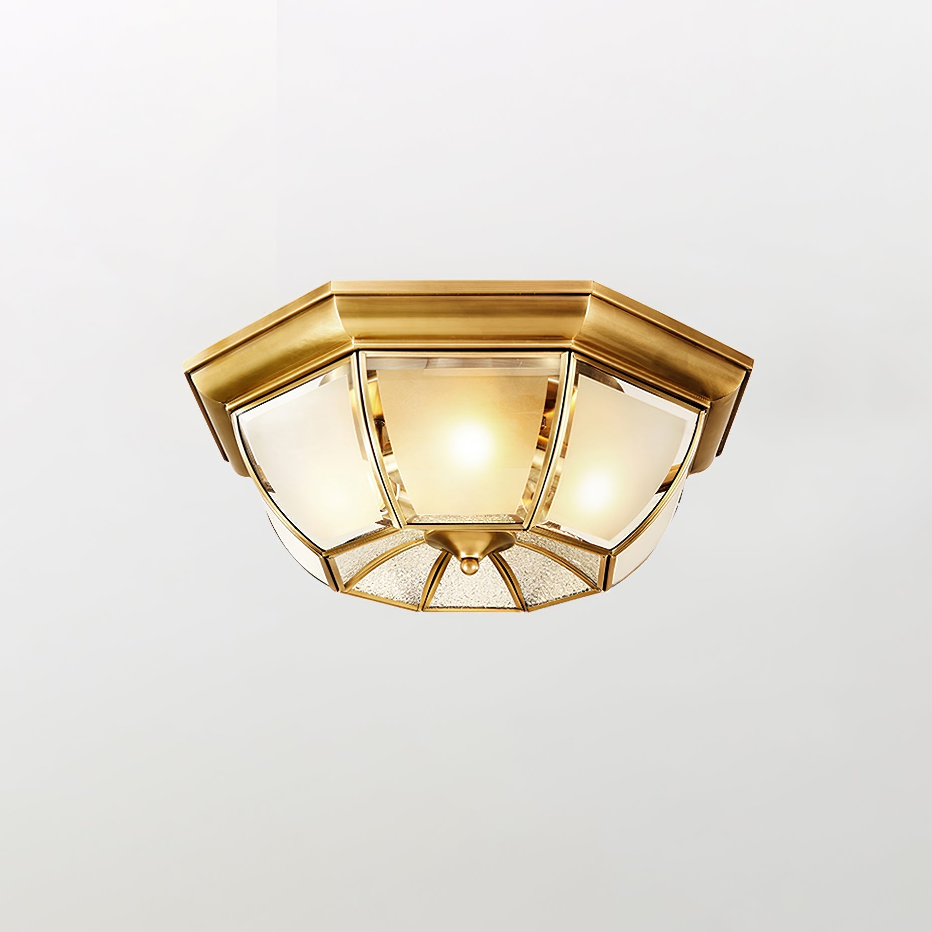 Vorenis Bowl Shaped Brass Glass Ceiling Lamp-Neutral Decor