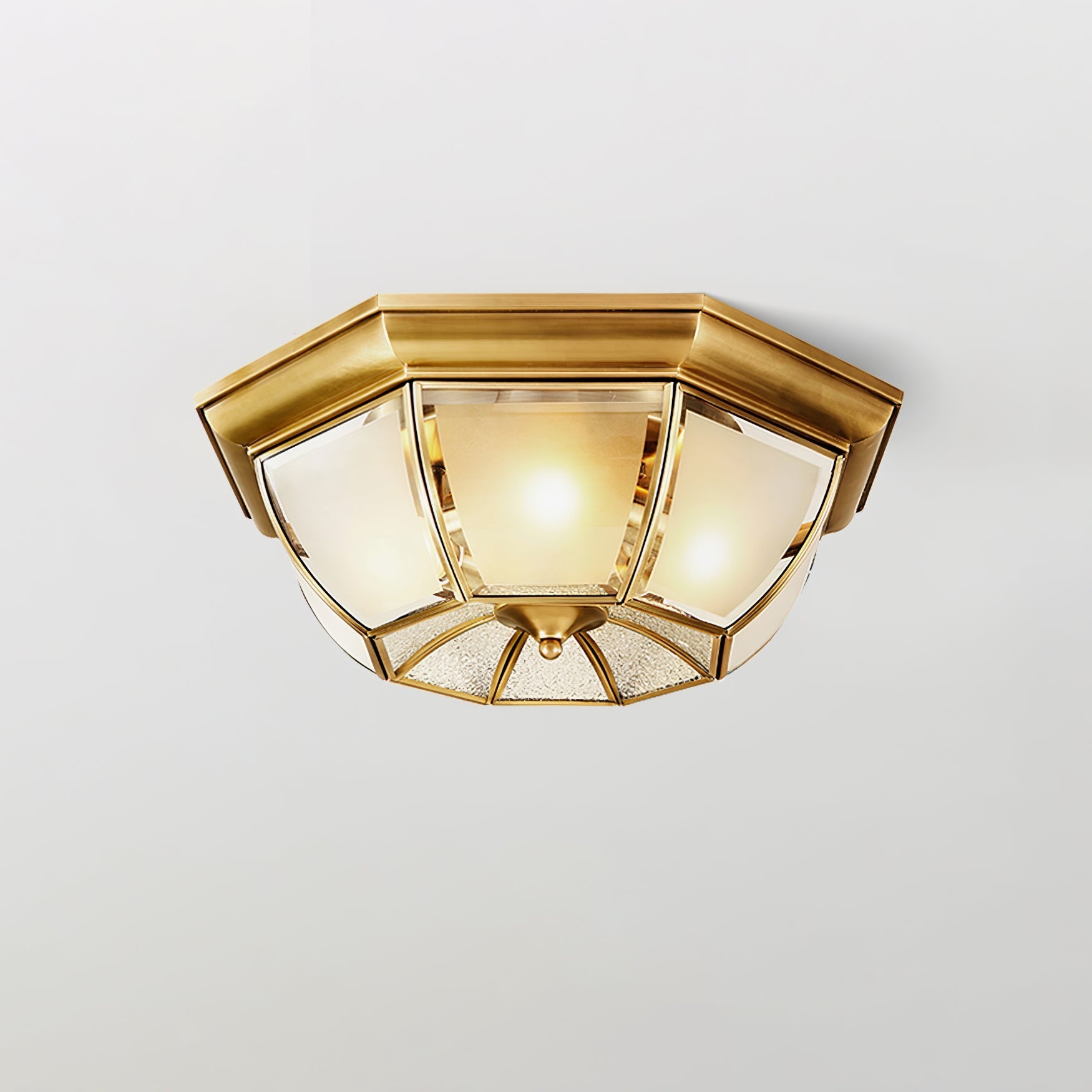 Vorenis Bowl Shaped Brass Glass Ceiling Lamp-Neutral Decor