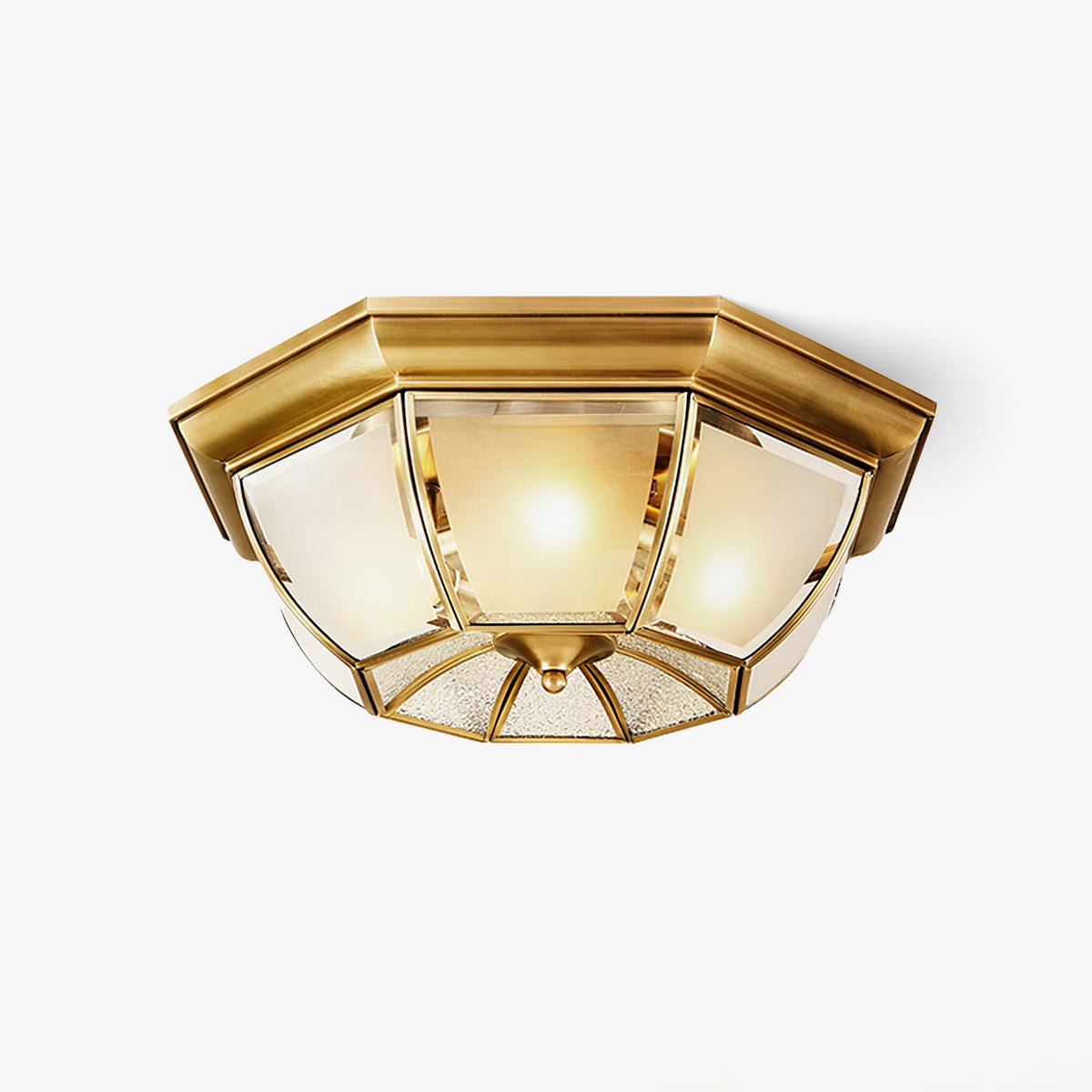 Vorenis Bowl Shaped Brass Glass Ceiling Lamp-Neutral Decor