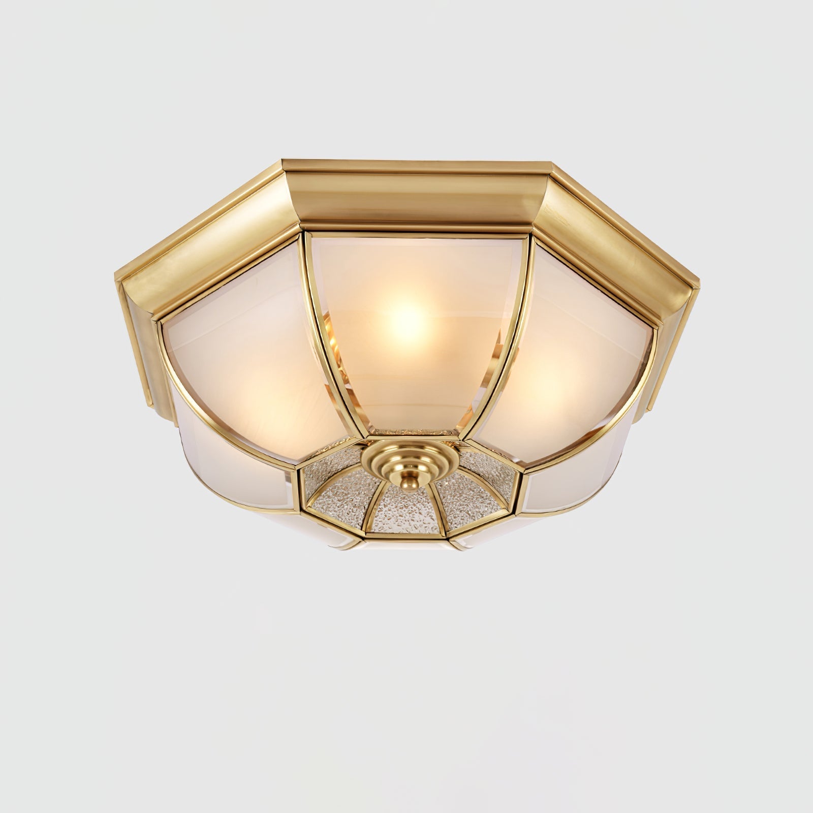 Vorenis Bowl Shaped Brass Glass Ceiling Lamp-Neutral Decor