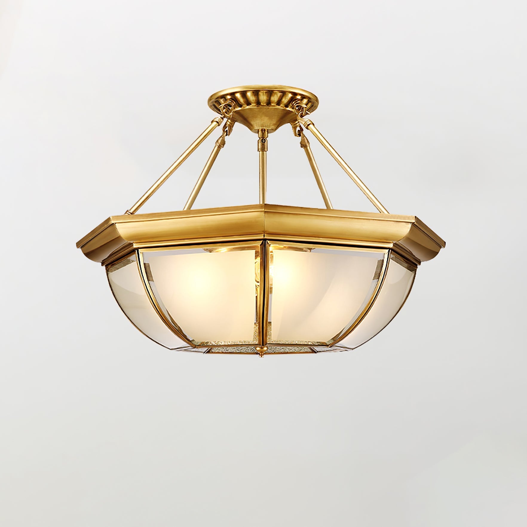 Vorenis Bowl Shaped Brass Glass Ceiling Lamp-Neutral Decor