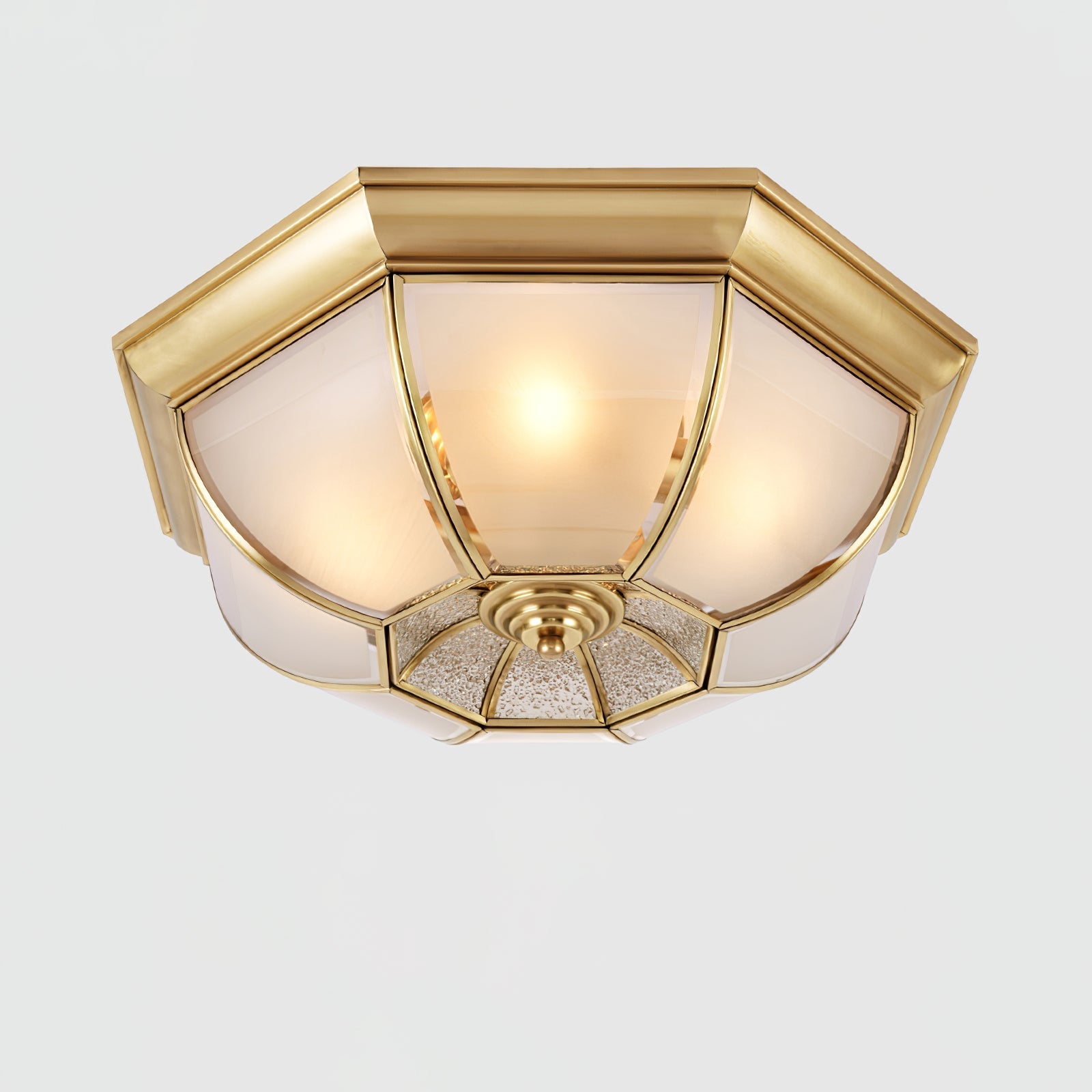 Vorenis Bowl Shaped Brass Glass Ceiling Lamp-Neutral Decor