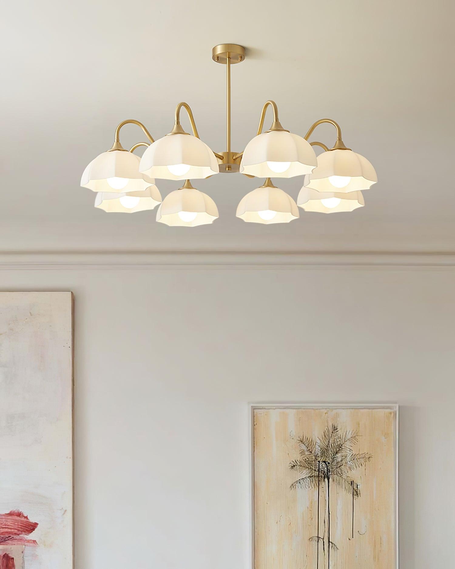 Lustra Chandelier Octagonal Glass Bowl Copper French-Neutral Decor