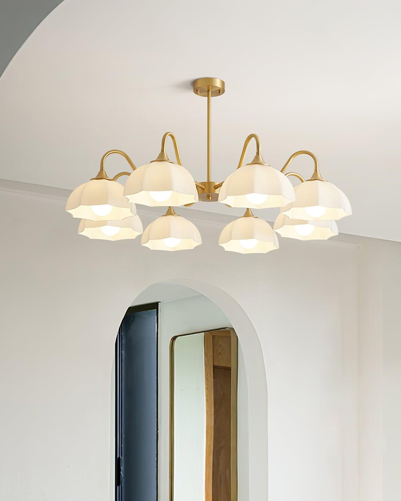 Lustra Chandelier Octagonal Glass Bowl Copper French-Neutral Decor
