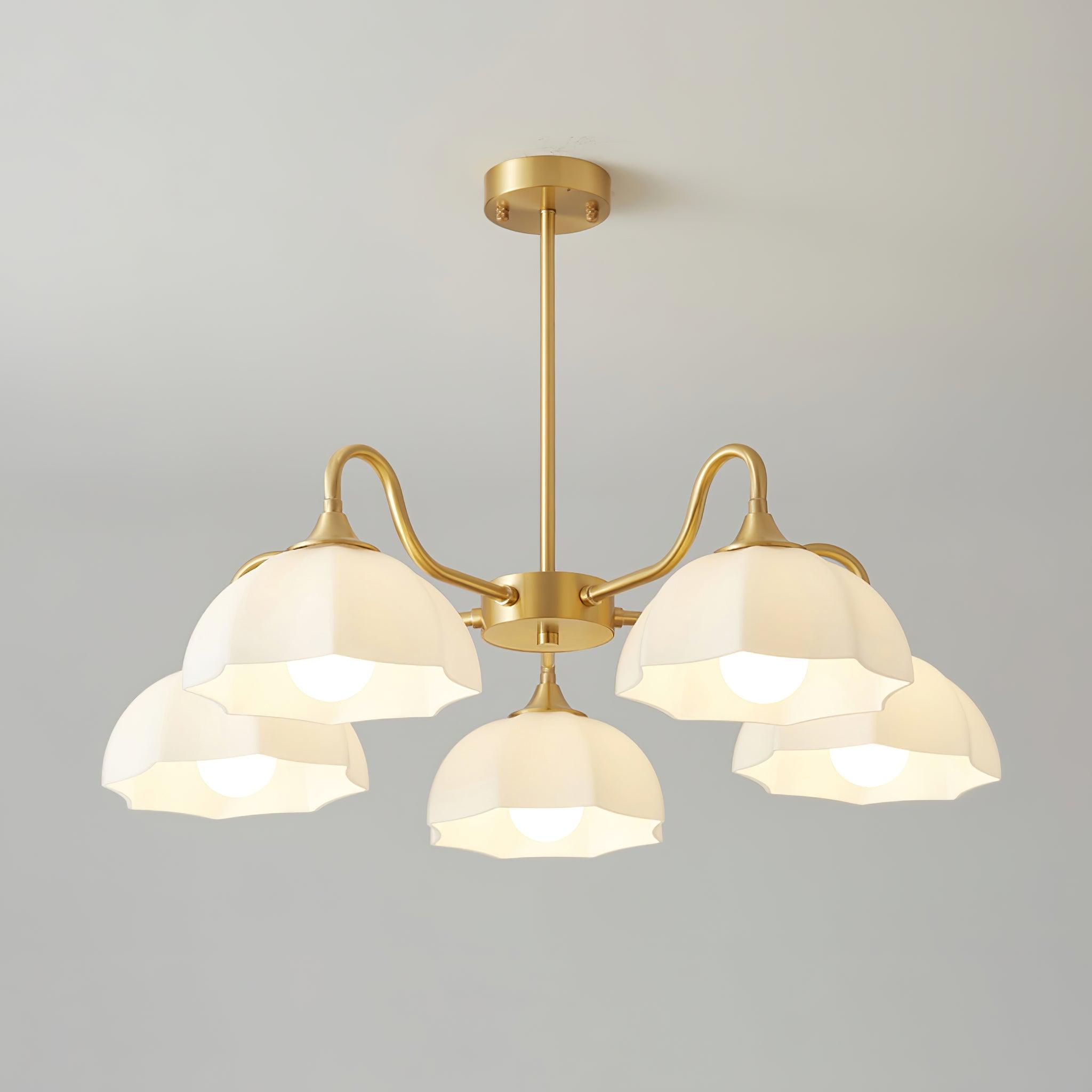 Lustra Chandelier Octagonal Glass Bowl Copper French-Neutral Decor