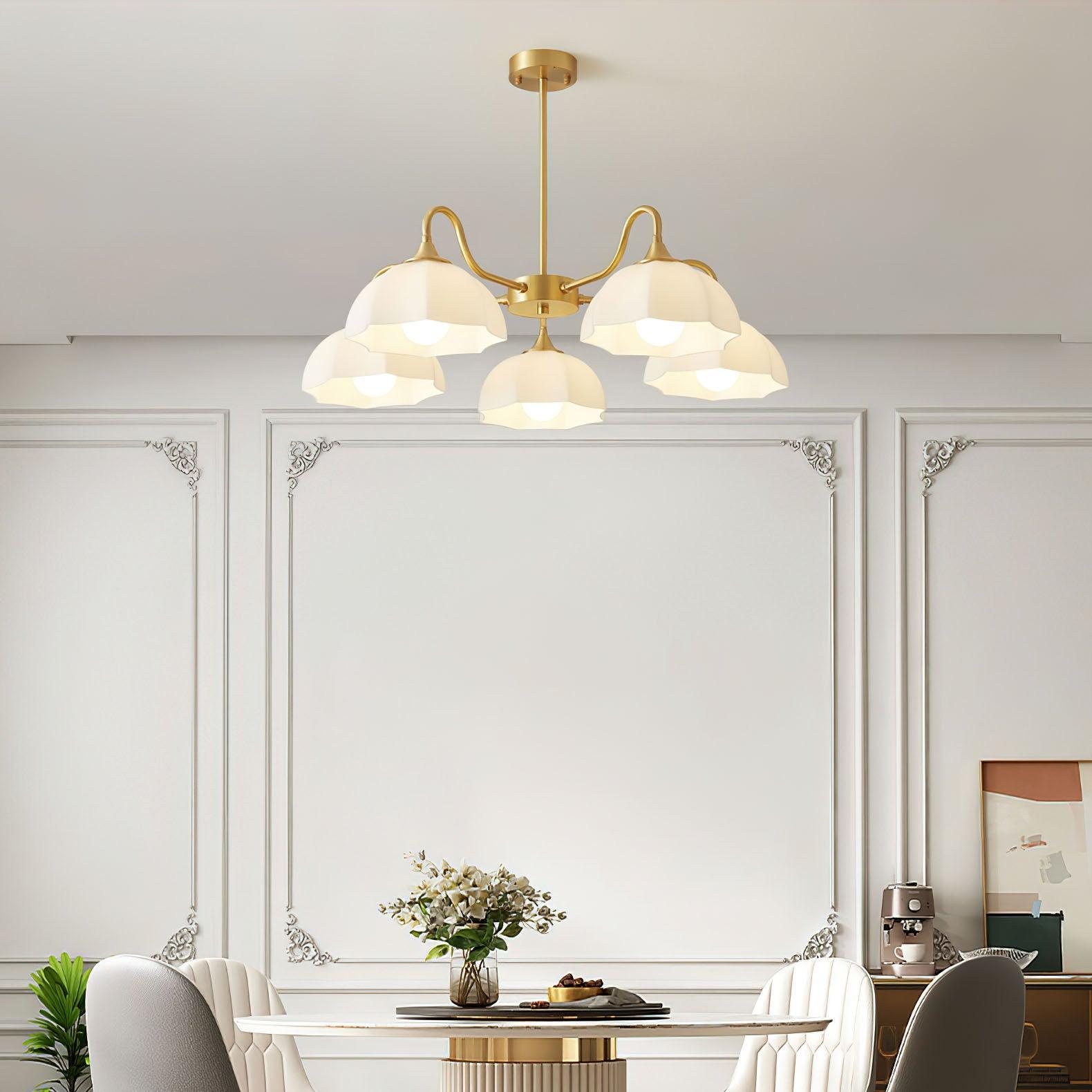 Lustra Chandelier Octagonal Glass Bowl Copper French-Neutral Decor