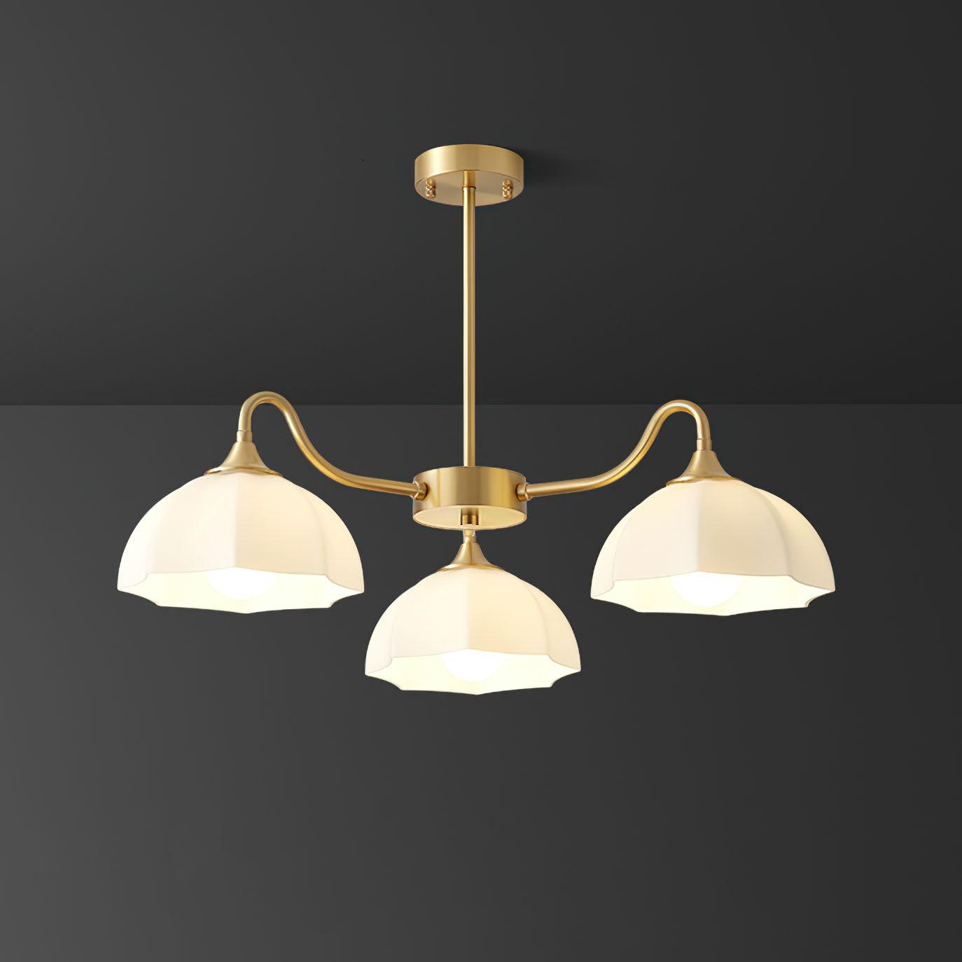 Lustra Chandelier Octagonal Glass Bowl Copper French-Neutral Decor
