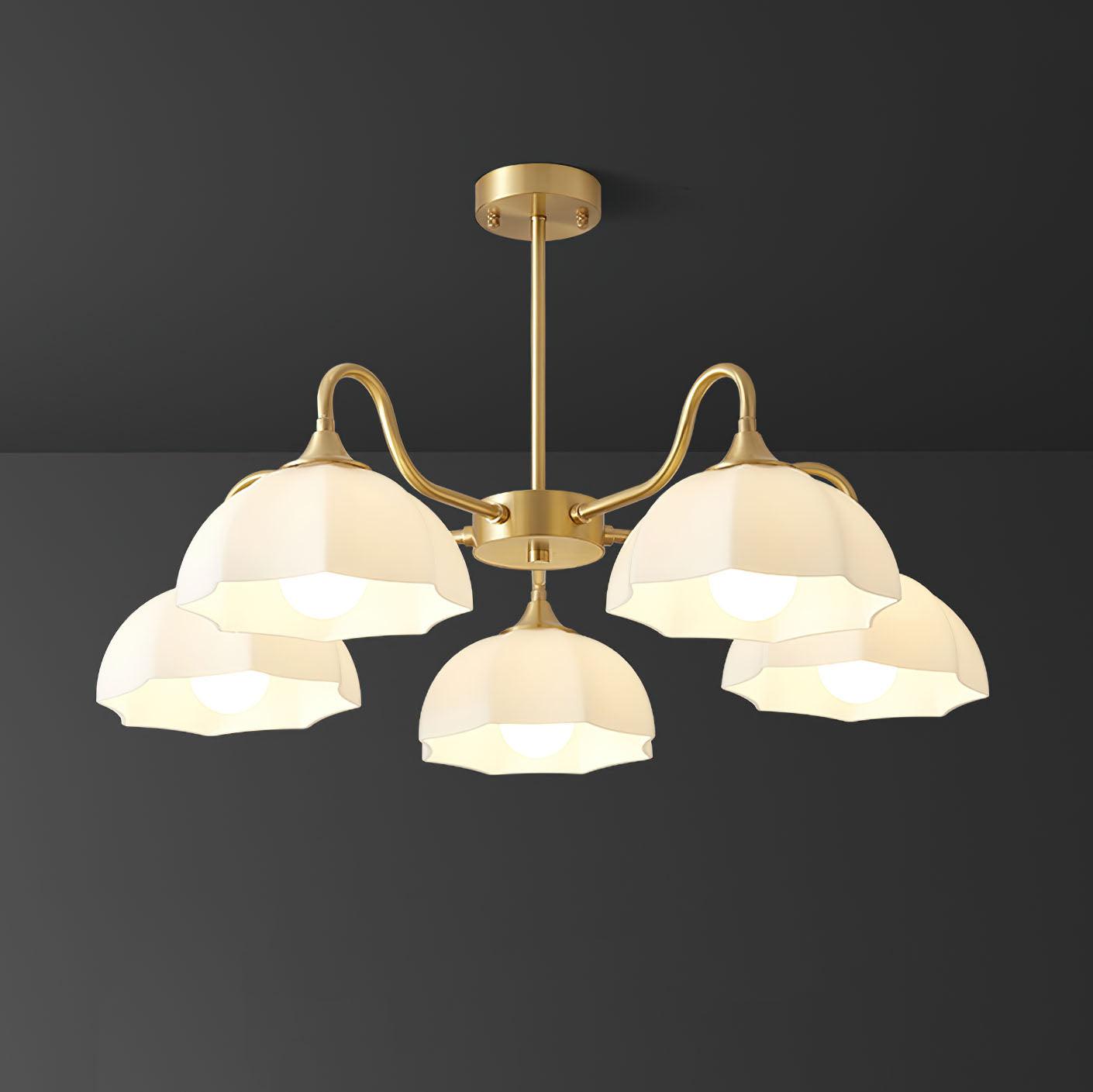 Lustra Chandelier Octagonal Glass Bowl Copper French-Neutral Decor