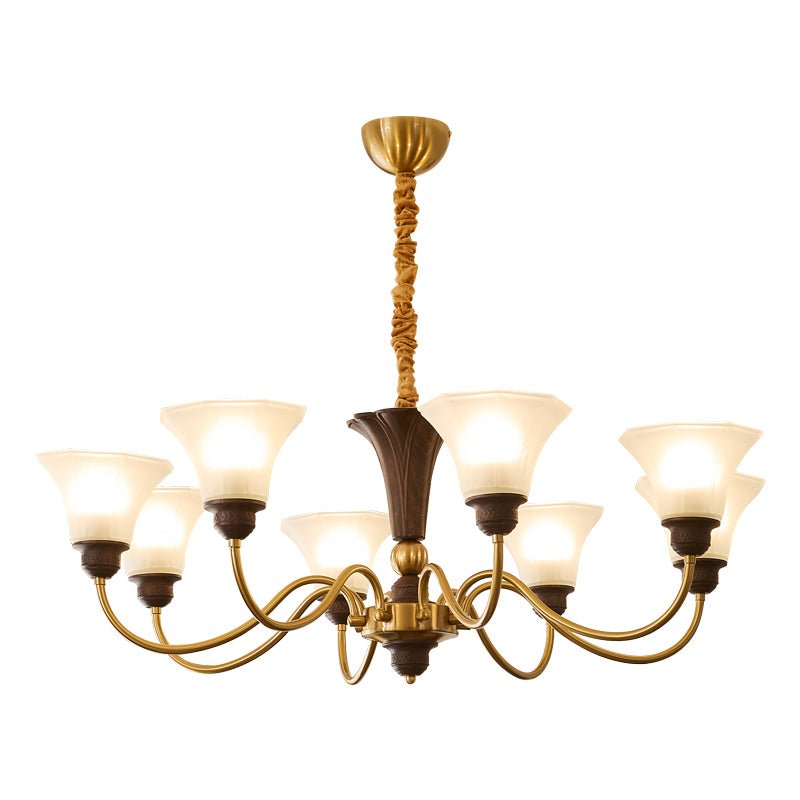 Ciphaen Traditional Elegance Vintage Wood Glass Chandelier-Neutral Decor