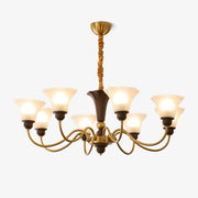 Ciphaen Traditional Elegance Vintage Wood Glass Chandelier-Neutral Decor