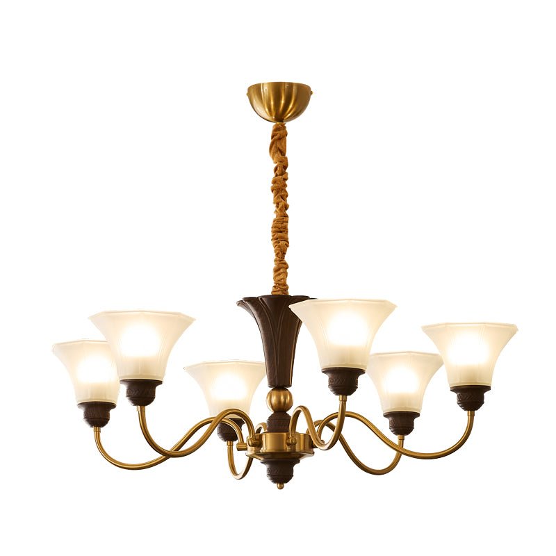 Ciphaen Traditional Elegance Vintage Wood Glass Chandelier-Neutral Decor