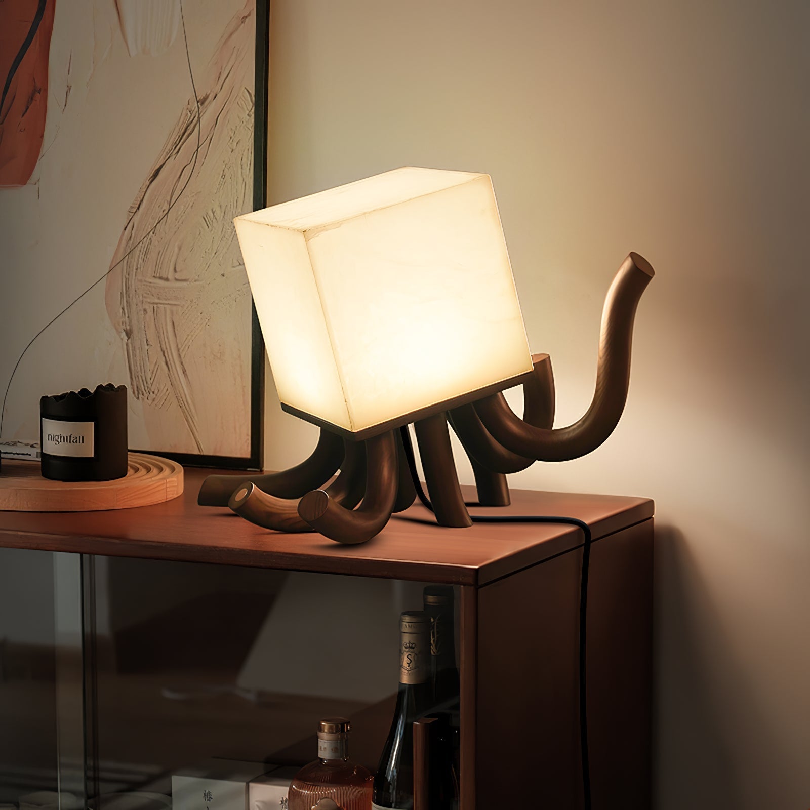 Dravk Tentacle Alabaster Table Lamp-Neutral Decor