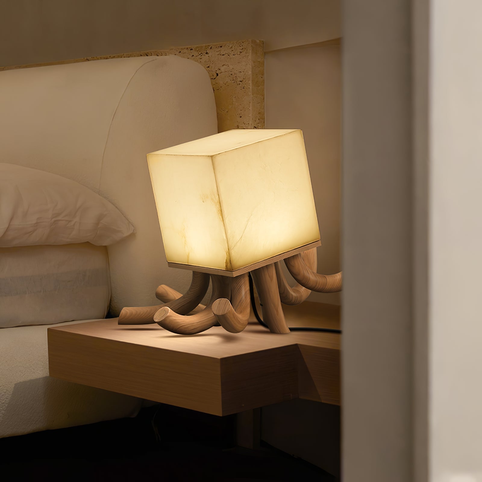 Dravk Tentacle Alabaster Table Lamp-Neutral Decor