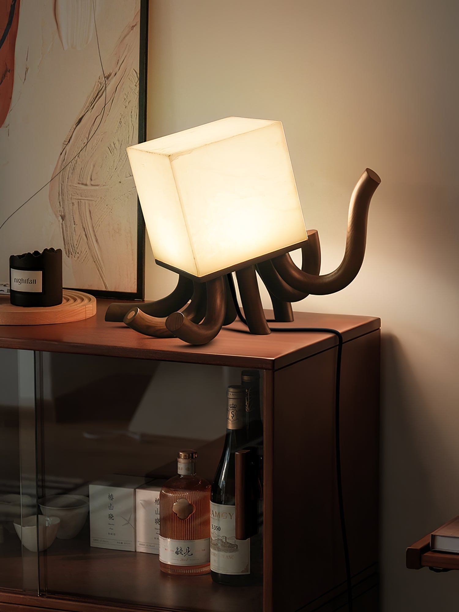 Dravk Tentacle Alabaster Table Lamp-Neutral Decor