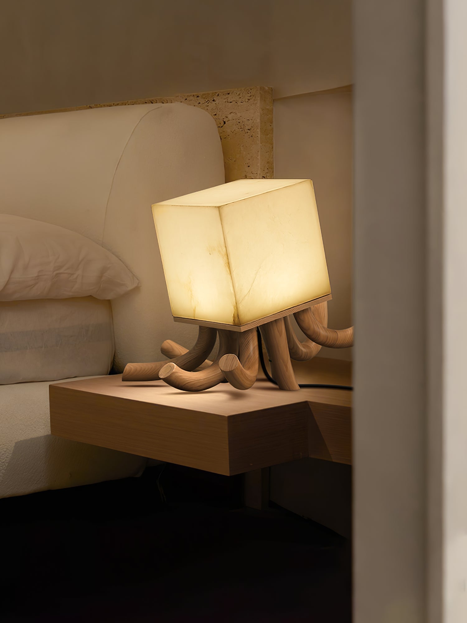 Dravk Tentacle Alabaster Table Lamp-Neutral Decor