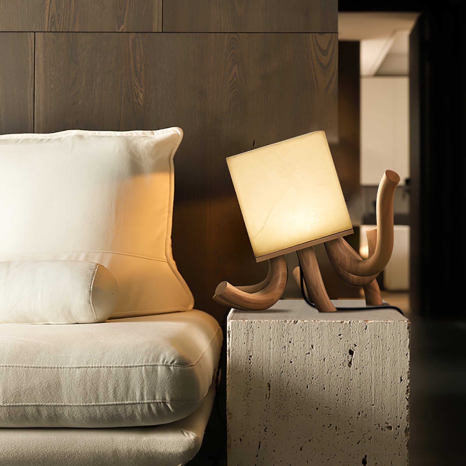 Dravk Tentacle Alabaster Table Lamp-Neutral Decor