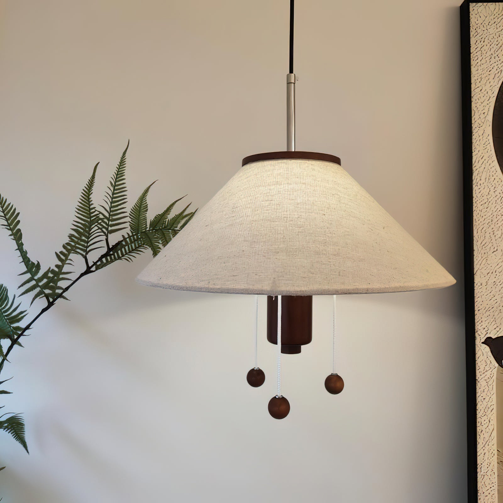 Zathee Nordic Art Classic Wood Fabric Pendant Lamp-Neutral Decor