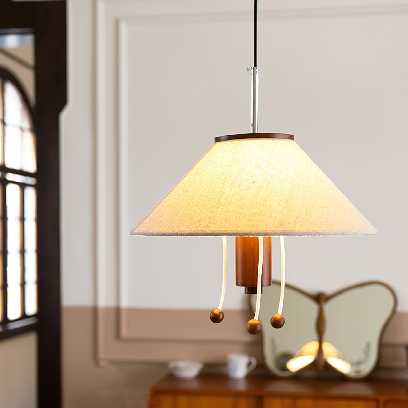 Zathee Nordic Art Classic Wood Fabric Pendant Lamp-Neutral Decor
