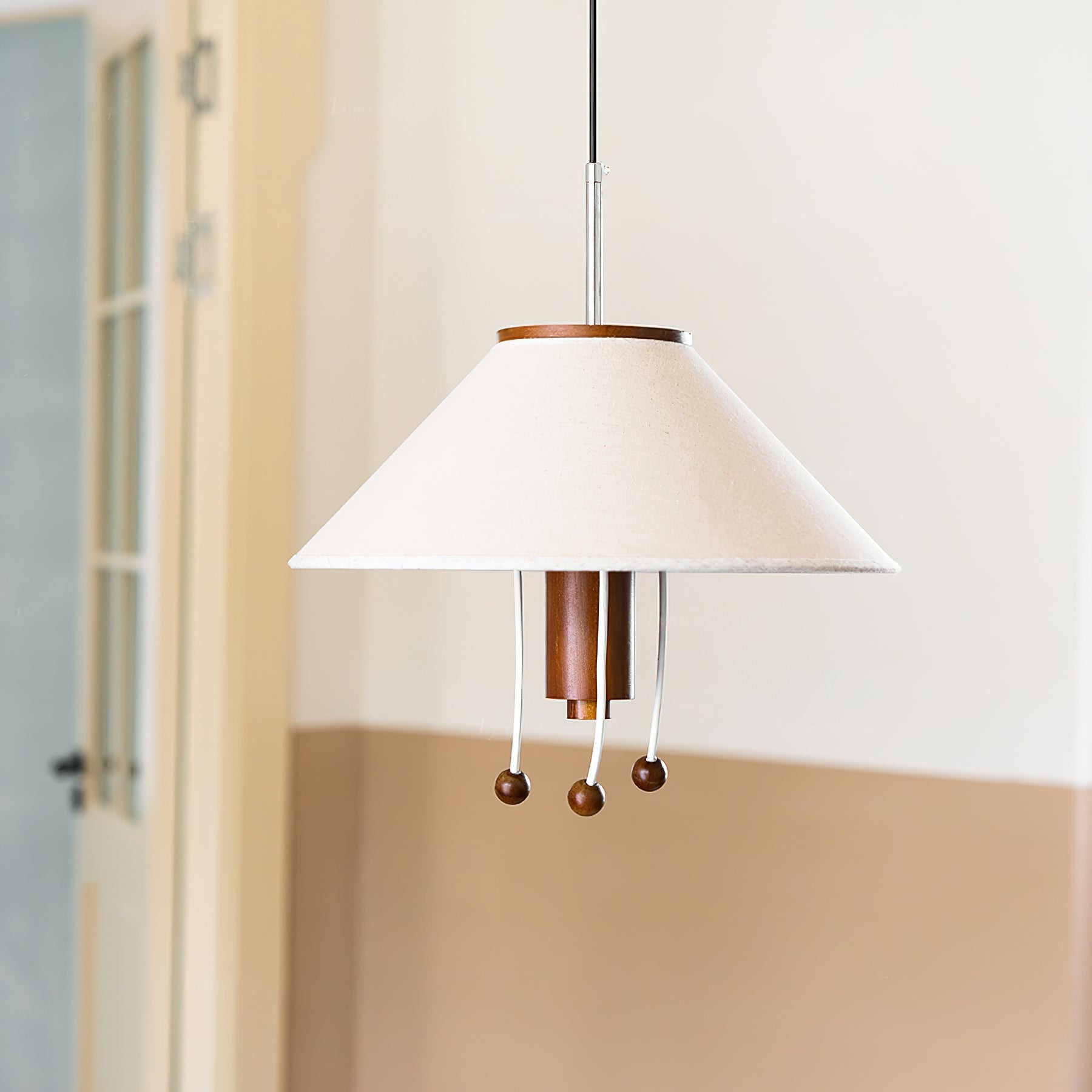 Zathee Nordic Art Classic Wood Fabric Pendant Lamp-Neutral Decor