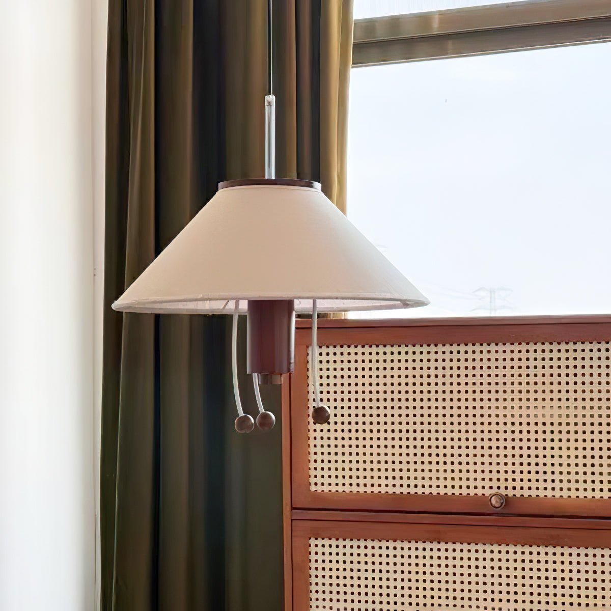 Zathee Nordic Art Classic Wood Fabric Pendant Lamp-Neutral Decor