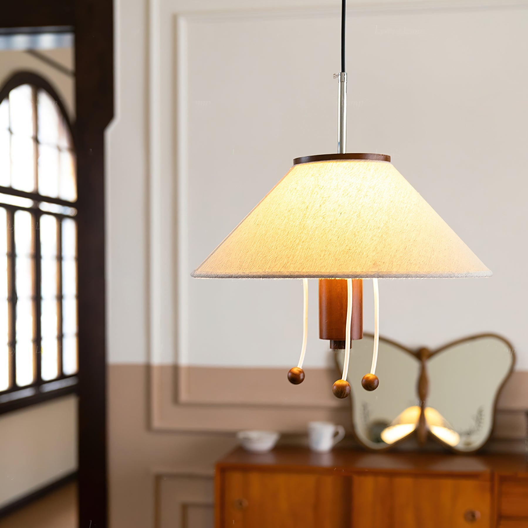 Zathee Nordic Art Classic Wood Fabric Pendant Lamp-Neutral Decor