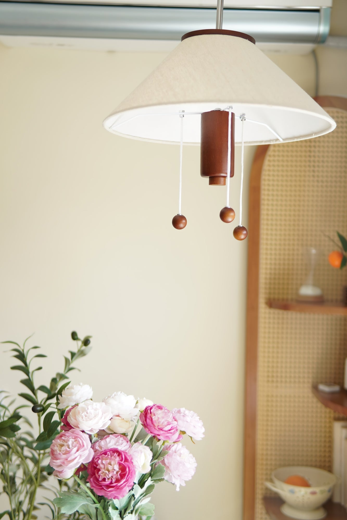 Zathee Nordic Art Classic Wood Fabric Pendant Lamp-Neutral Decor
