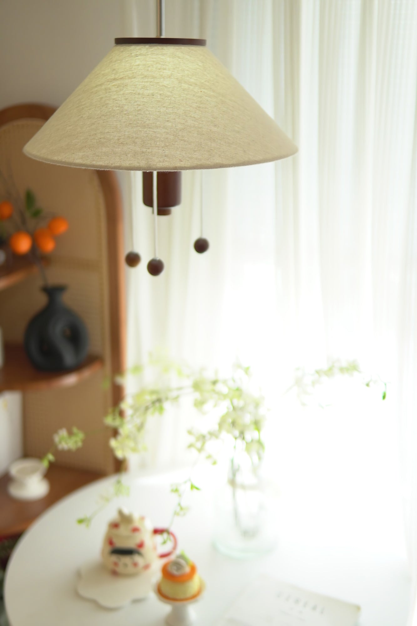 Zathee Nordic Art Classic Wood Fabric Pendant Lamp-Neutral Decor