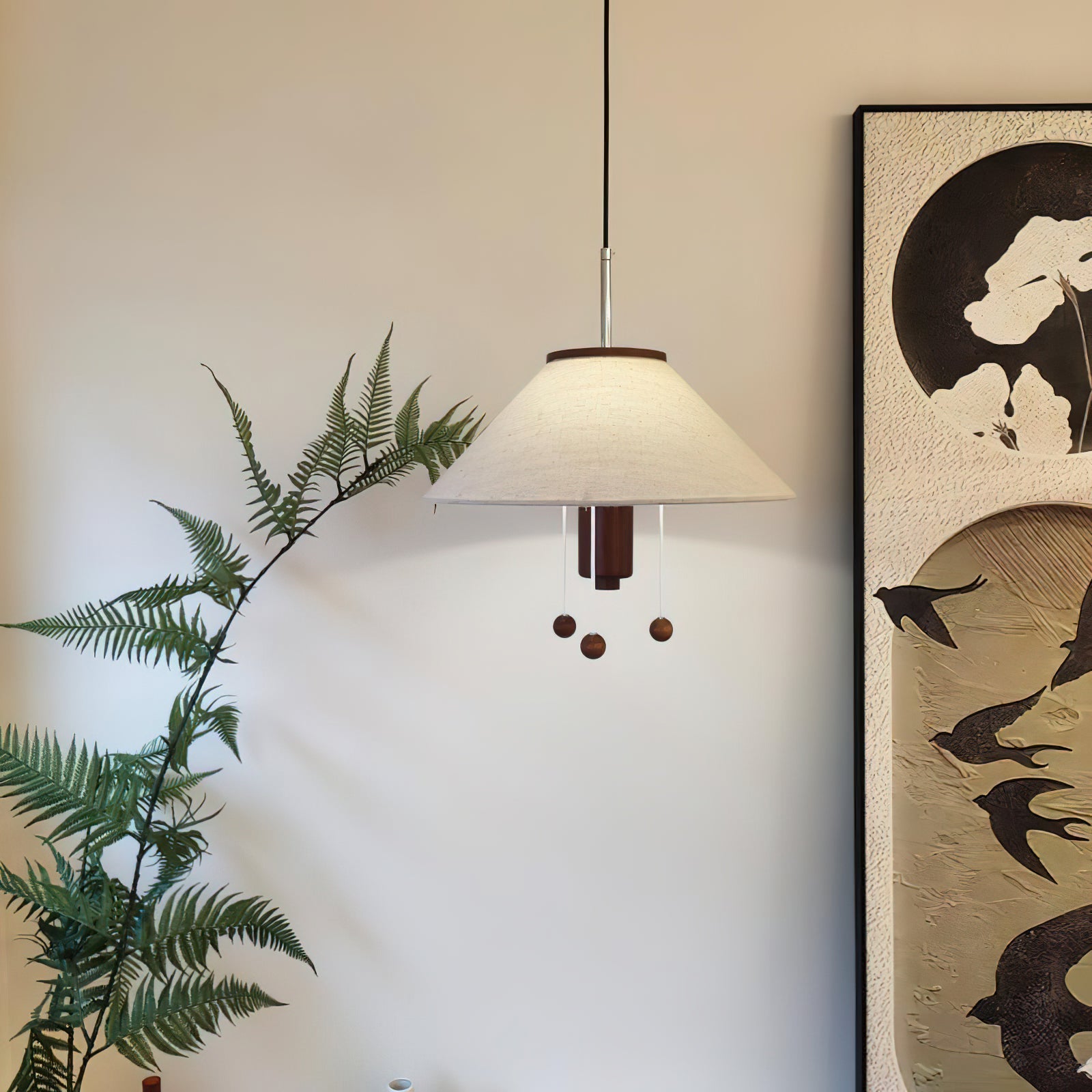 Zathee Nordic Art Classic Wood Fabric Pendant Lamp-Neutral Decor