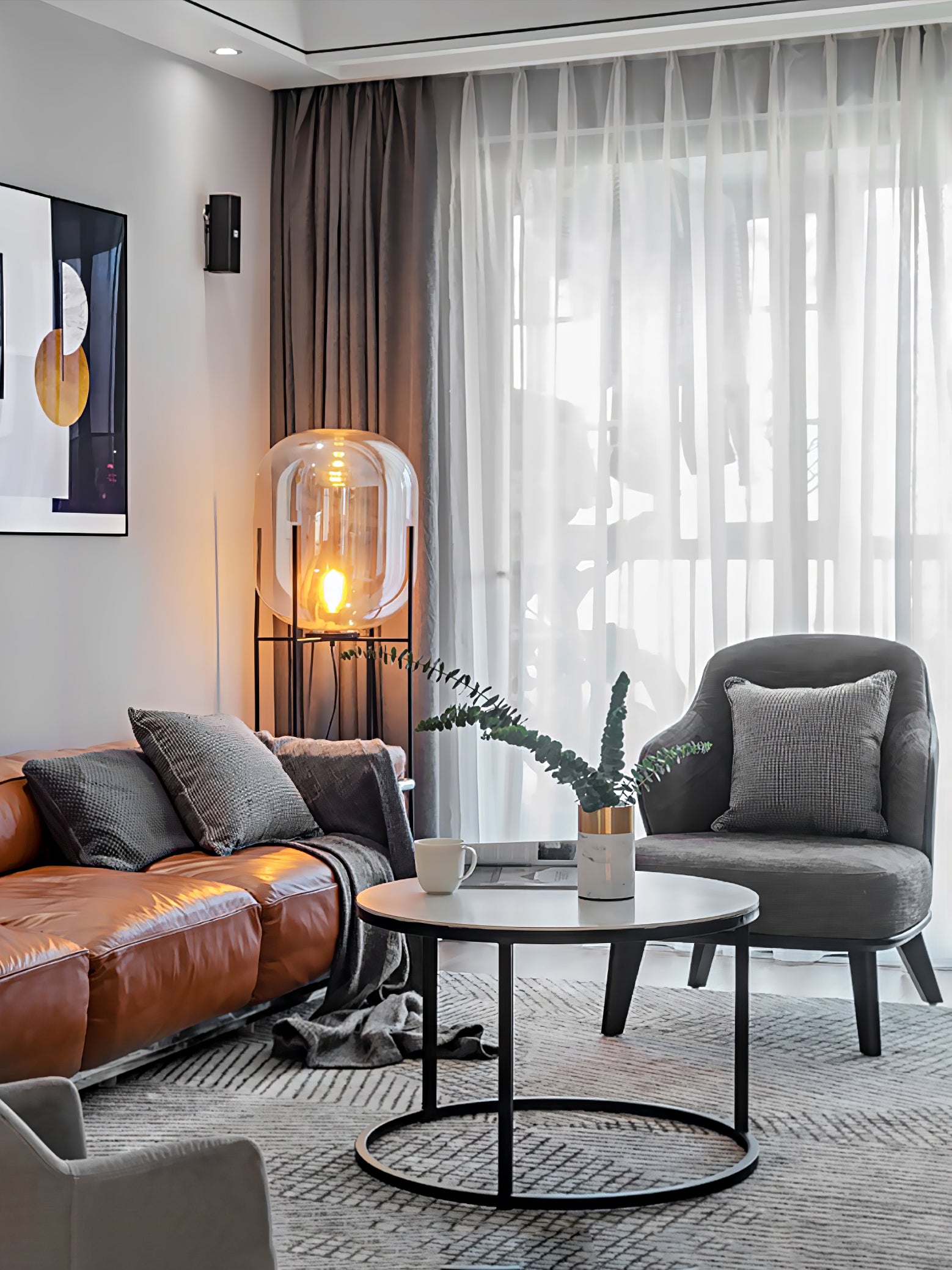Fioris Glass Industrial Floor lamp-Neutral Decor