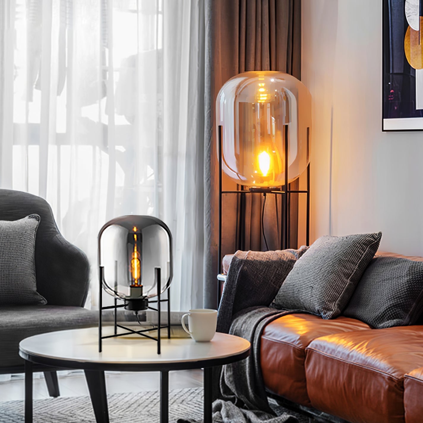 Fioris Glass Industrial Floor lamp-Neutral Decor