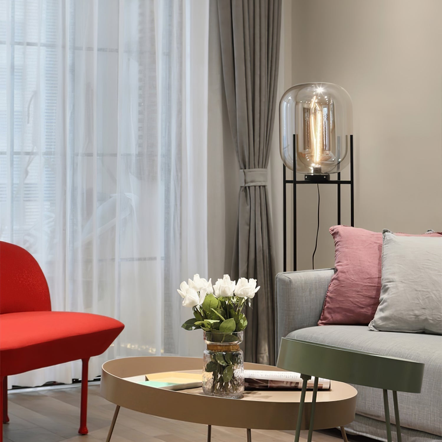 Fioris Glass Industrial Floor lamp-Neutral Decor