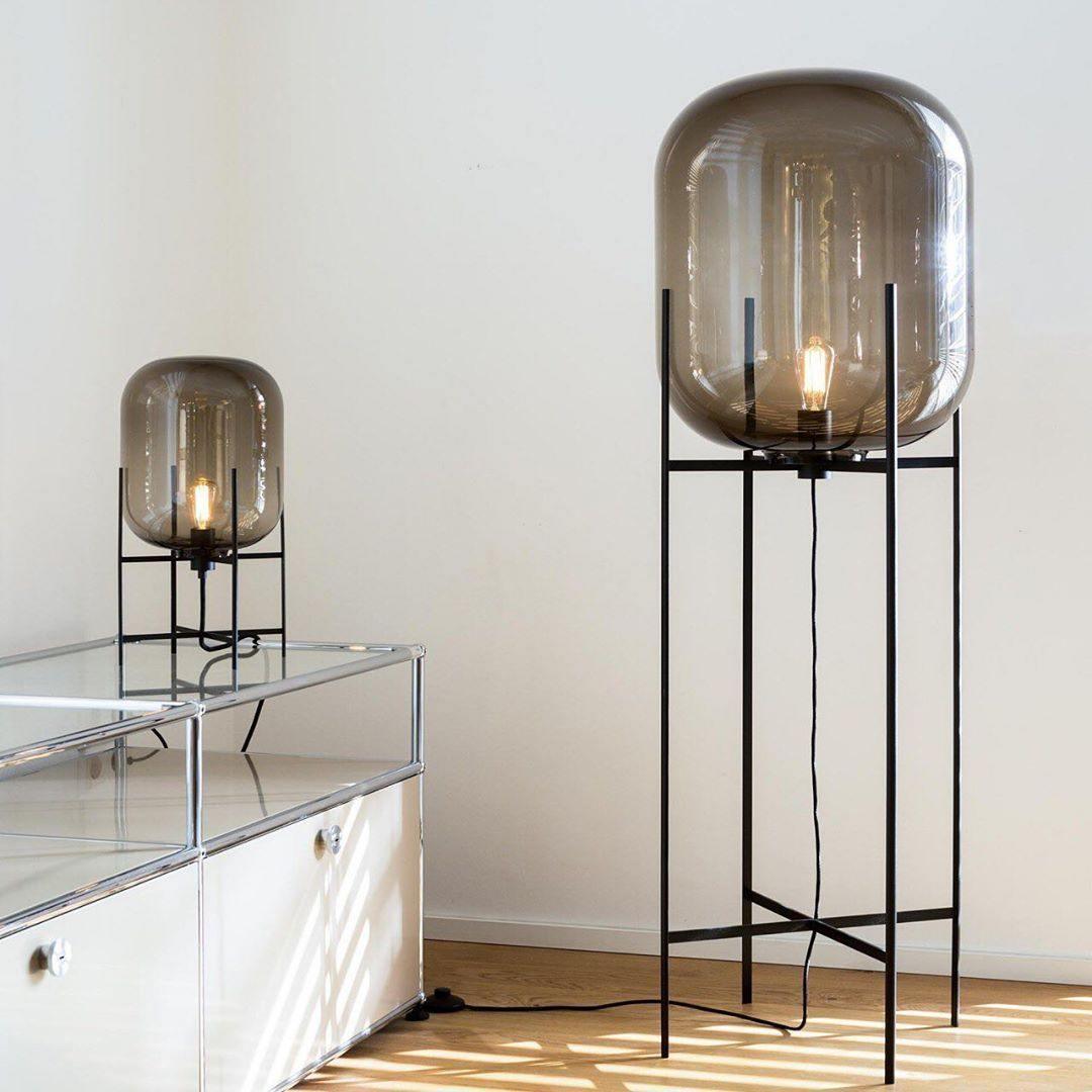 Gareth Glass Industrial Table Lamp-Neutral Decor