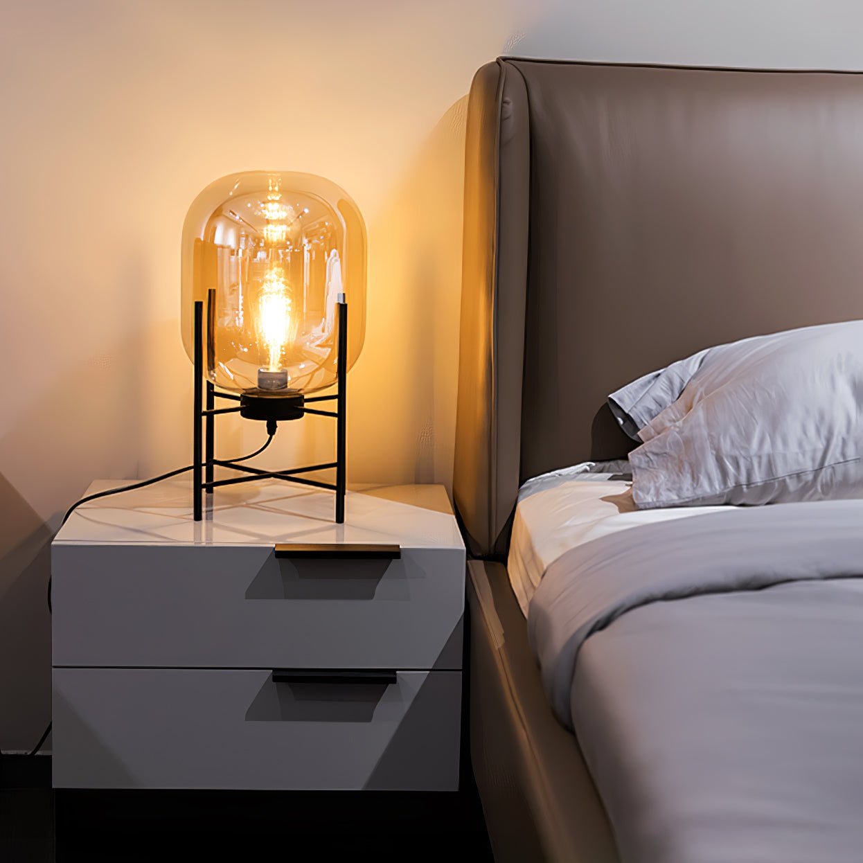 Gareth Glass Industrial Table Lamp-Neutral Decor