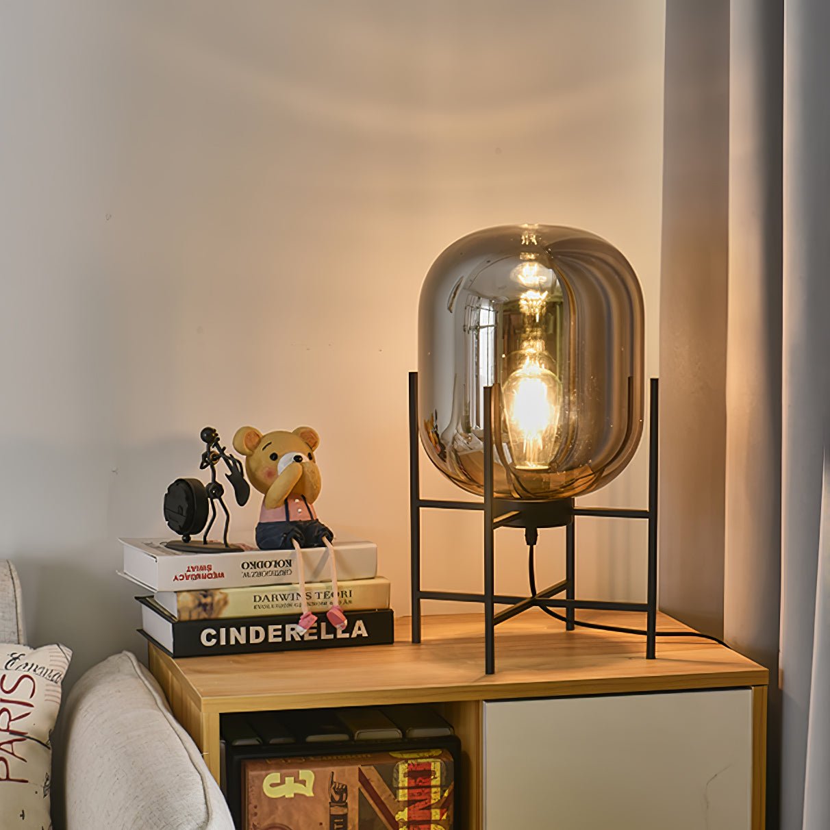 Gareth Glass Industrial Table Lamp-Neutral Decor