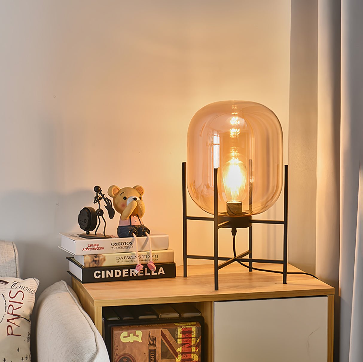 Gareth Glass Industrial Table Lamp-Neutral Decor
