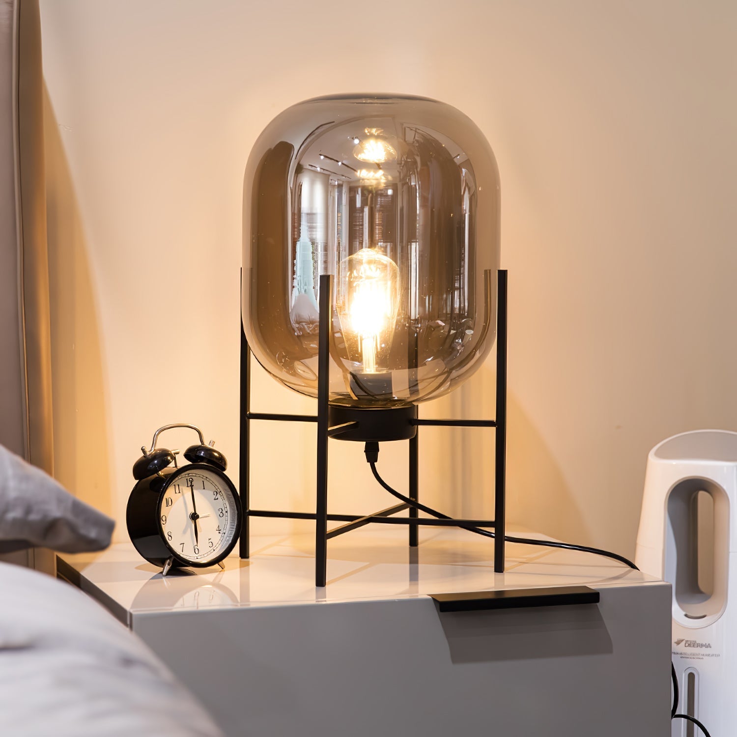 Gareth Glass Industrial Table Lamp-Neutral Decor