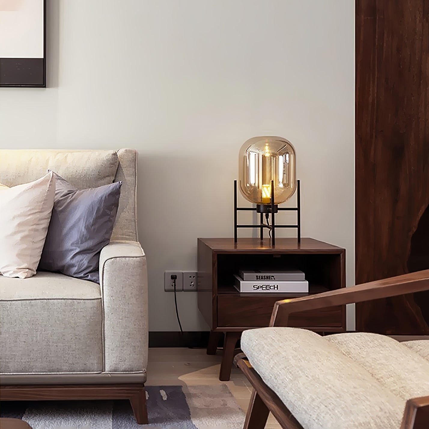 Gareth Glass Industrial Table Lamp-Neutral Decor